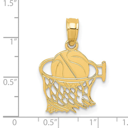 14K Gelbgold Basketball in Net Anhänger
