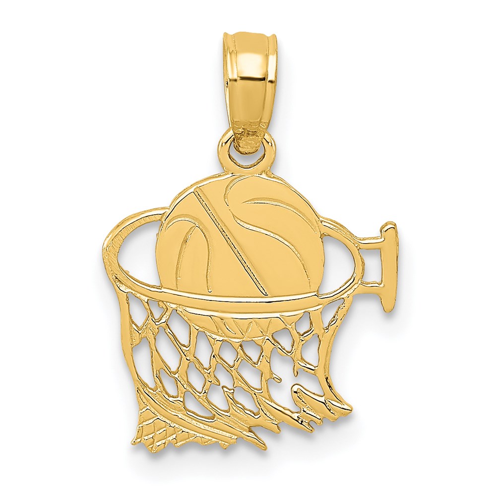 14K Gelbgold Basketball in Net Anhänger