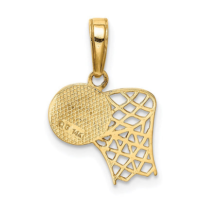 14K Gelbgold Basketball Creole und Kugel Anhänger
