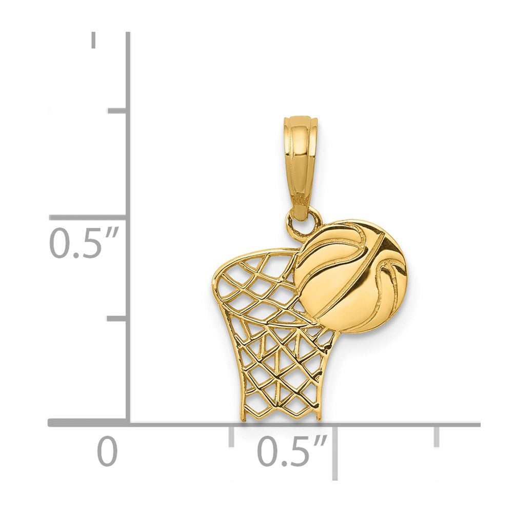 14K Gelbgold Basketball Creole und Kugel Anhänger