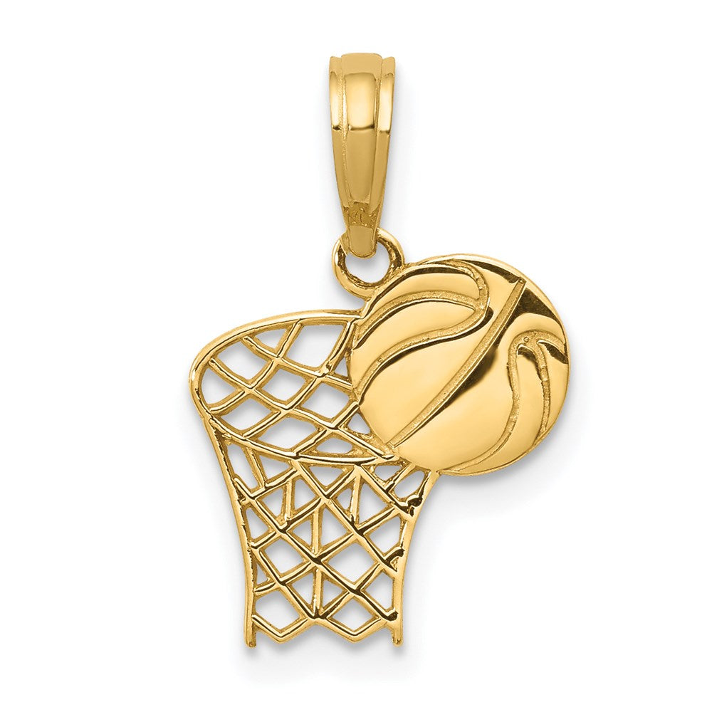 14K Gelbgold Basketball Creole und Kugel Anhänger