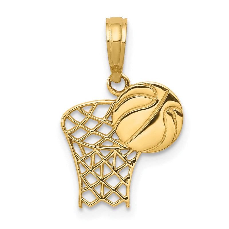 14K Gelbgold Basketball Creole und Kugel Anhänger