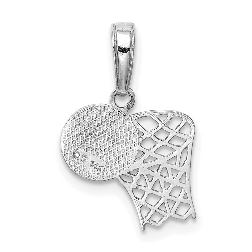 14K Weißgold Basketball Creole und Kugel Anhänger