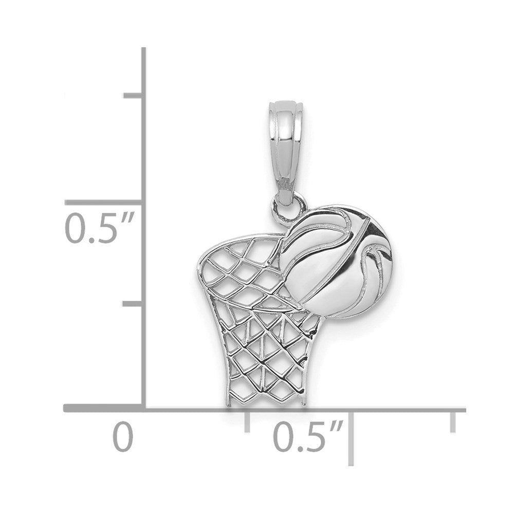 14K Weißgold Basketball Creole und Kugel Anhänger