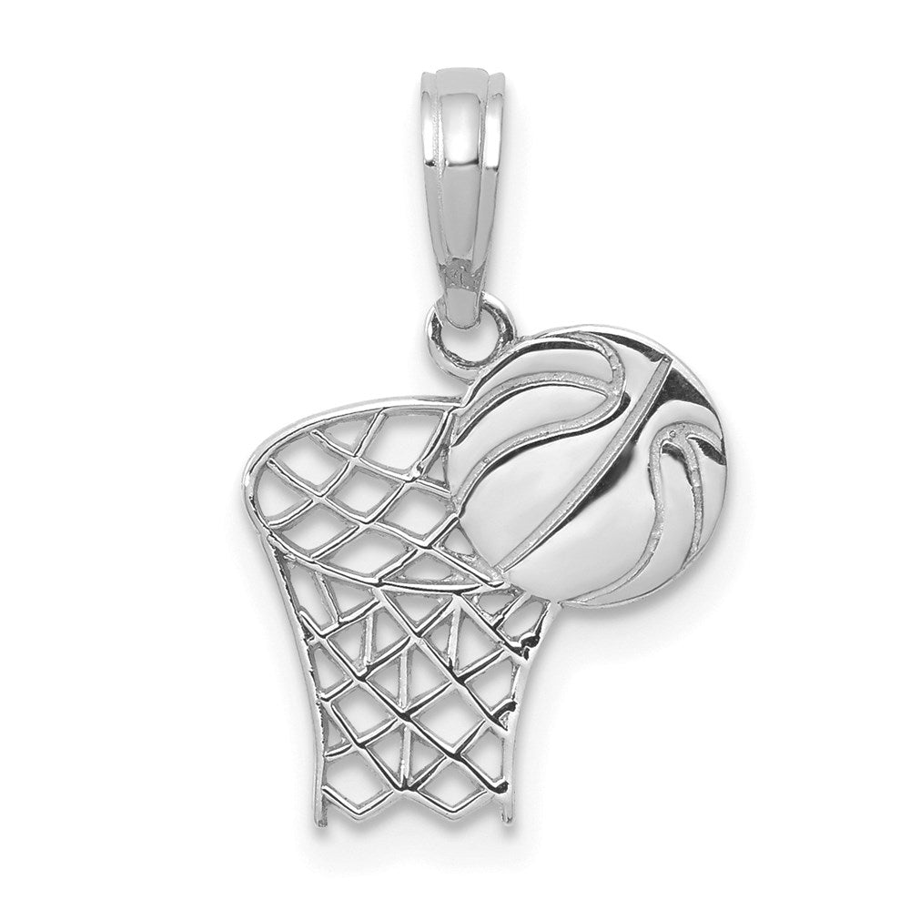 14K Weißgold Basketball Creole und Kugel Anhänger