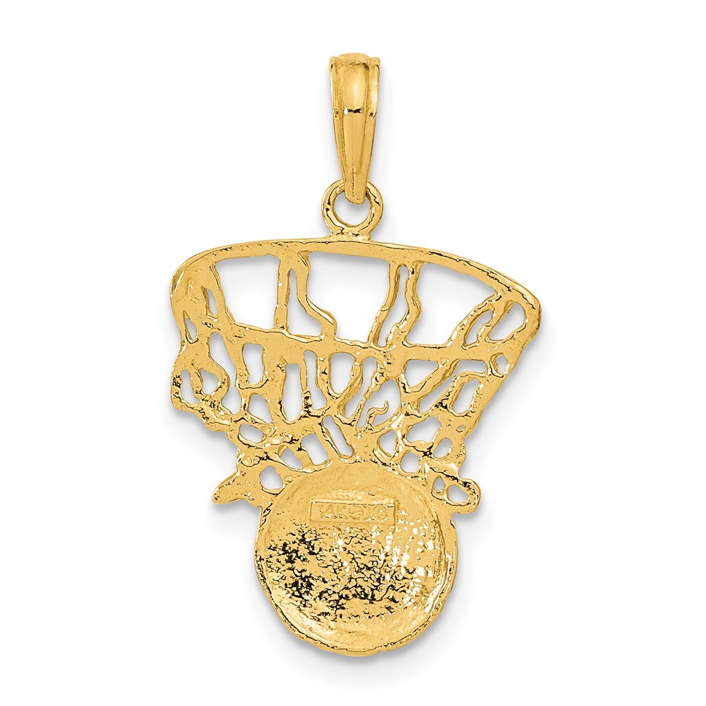 14K Gelbgold Anhänger „Basketball mit Netz und Schwung