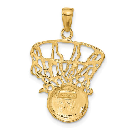 14K Gelbgold Basketball- und Netz-Anhänger mit Swoosh