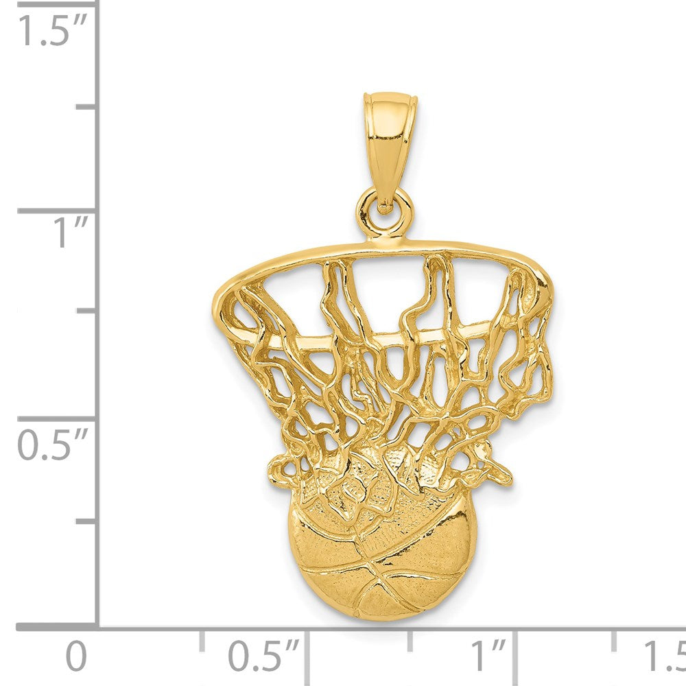 14K Gelbgold Basketball- und Netz-Anhänger mit Swoosh