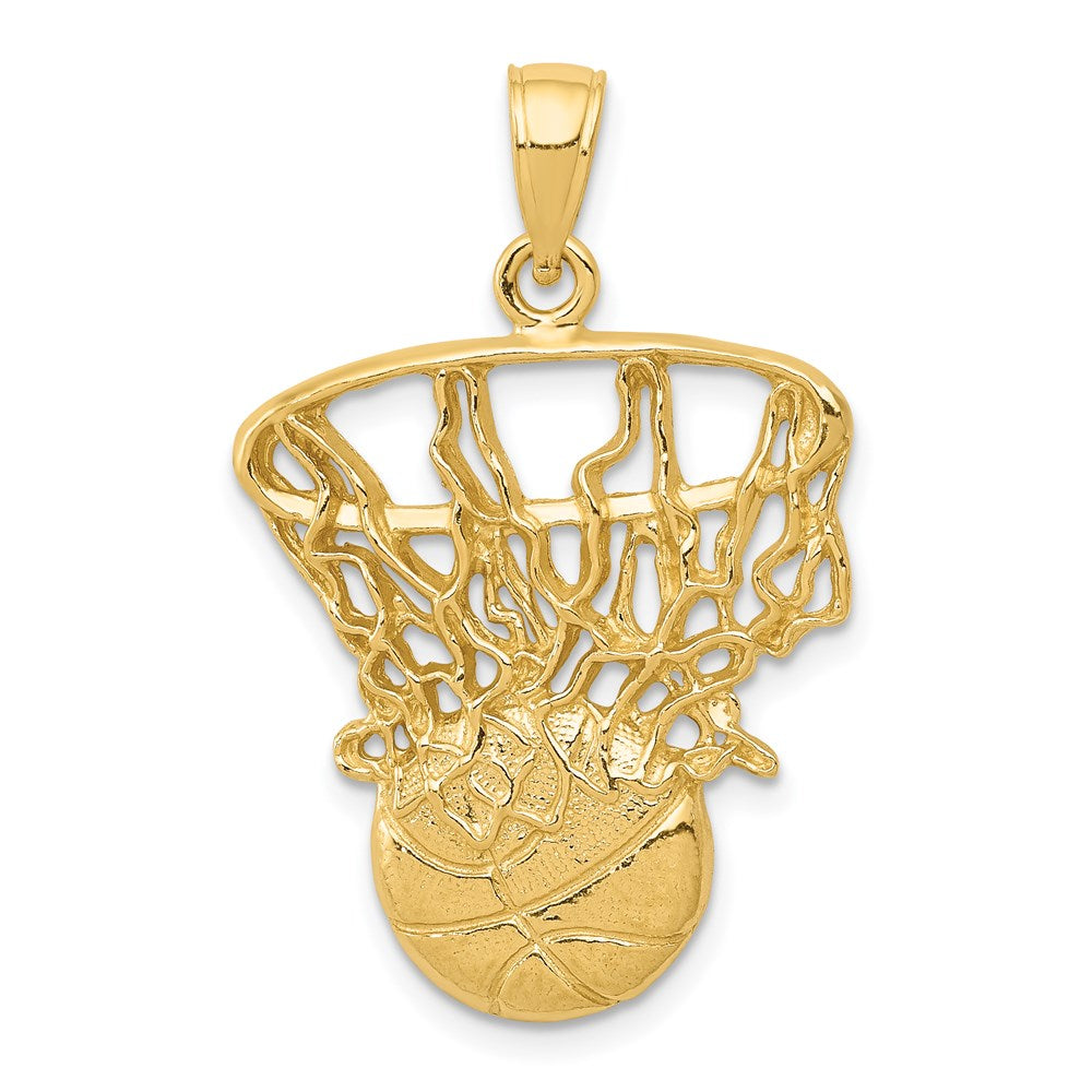 14K Gelbgold Basketball- und Netz-Anhänger mit Swoosh