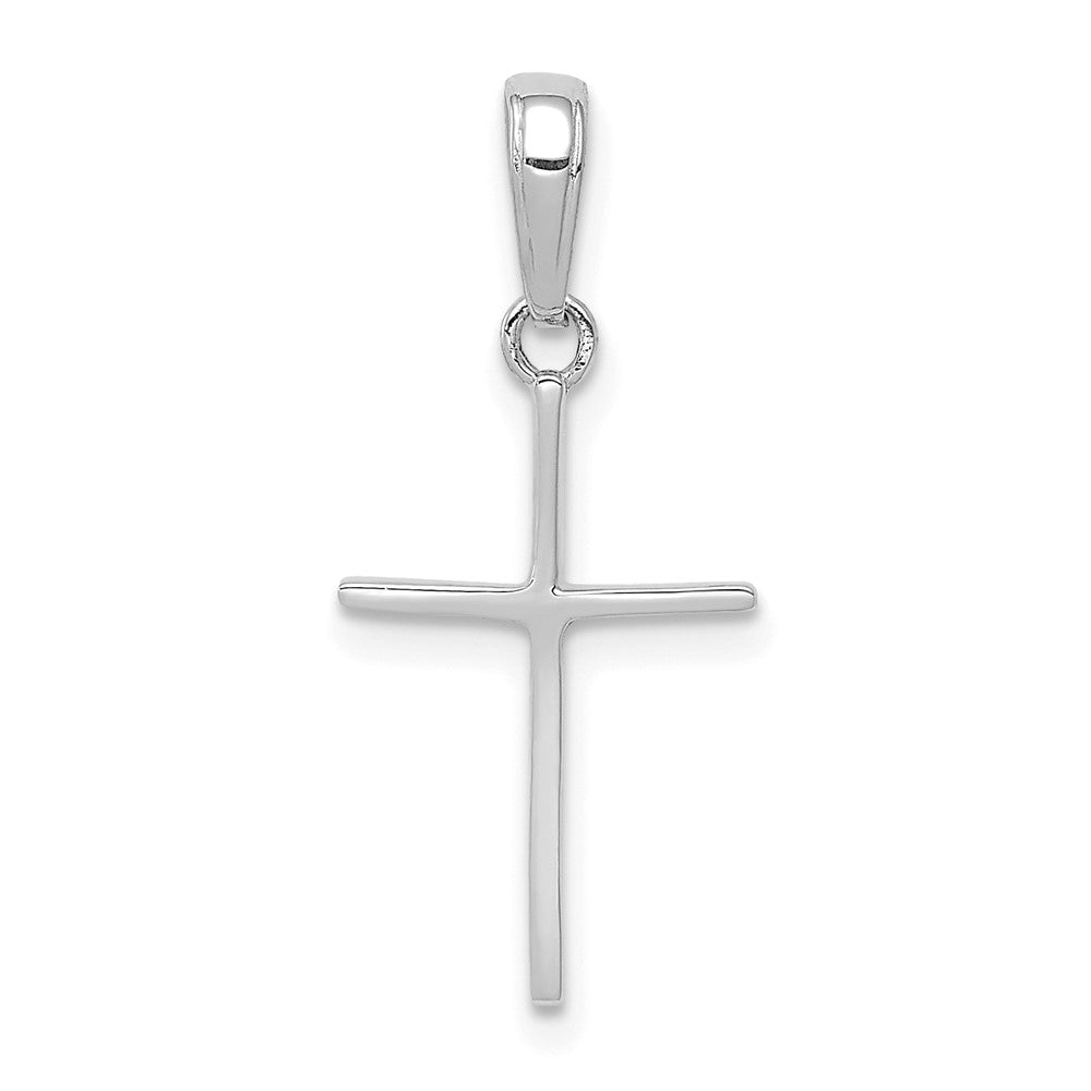 14K Weißgold Poliert Kreuz Anhänger