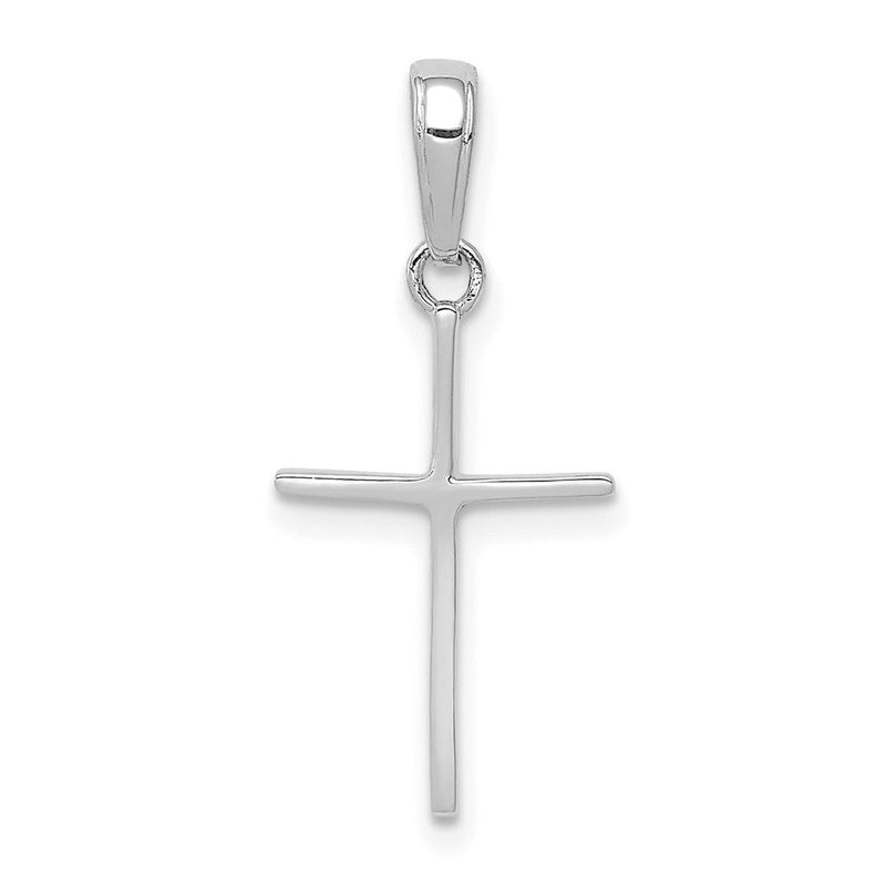 14K Weißgold Poliert Kreuz Anhänger