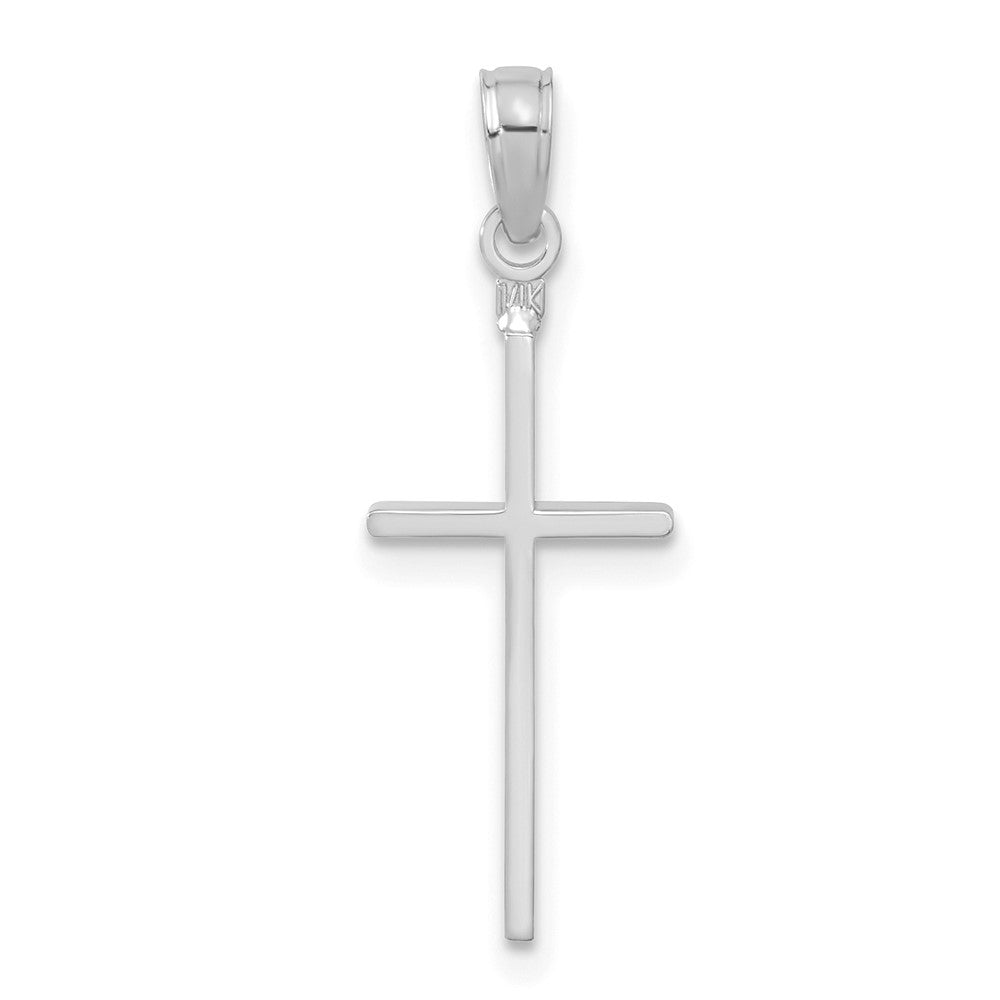 14K Weißgold Poliert Kreuz Anhänger