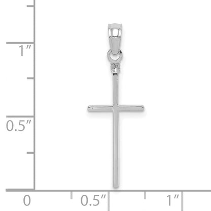 14K Weißgold Poliert Kreuz Anhänger