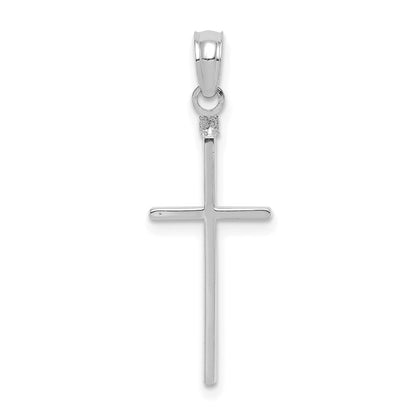 14K Weißgold Poliert Kreuz Anhänger