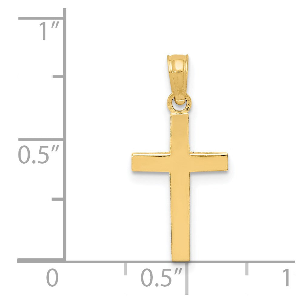 14K Gelbgold Abgeschrägt Kreuz Charm