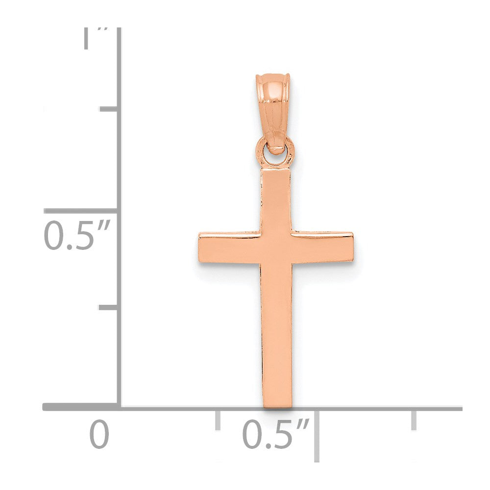 14K Roségold Abgeschrägt Kreuz Charm