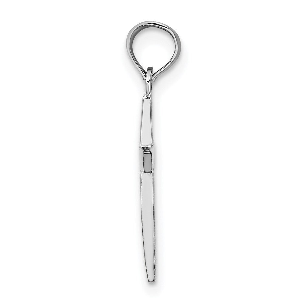 14K Weißgold Abgeschrägt Kreuz Charm