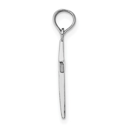 14K Weißgold Abgeschrägt Kreuz Charm
