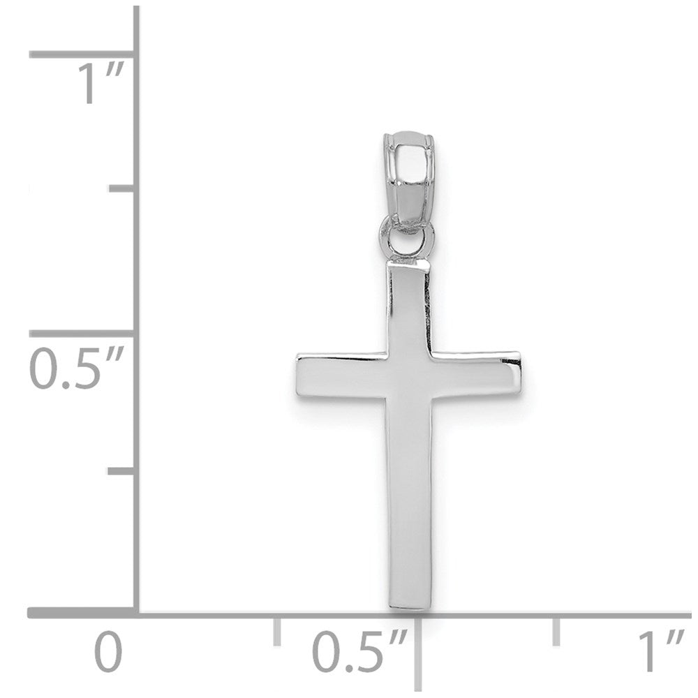 14K Weißgold Abgeschrägt Kreuz Charm