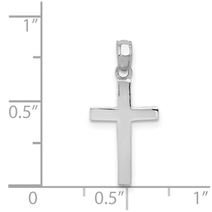 14K Weißgold Abgeschrägt Kreuz Charm