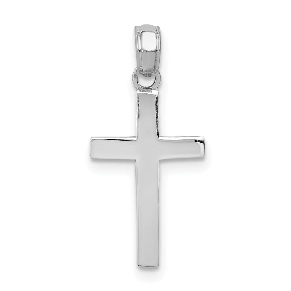 14K Weißgold Abgeschrägt Kreuz Charm