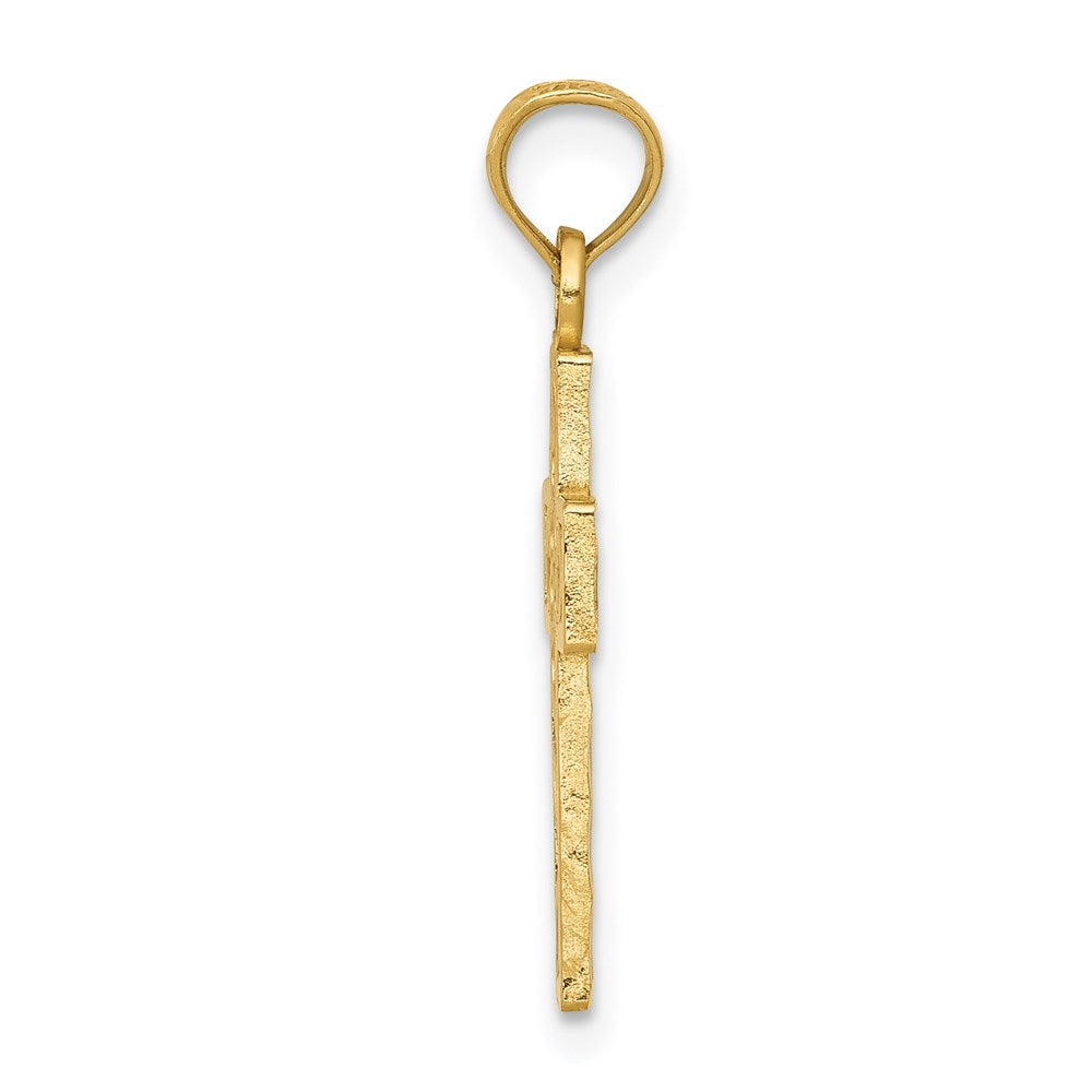 14K Gelbgold Diamantiert Filigran Kreuz Anhänger