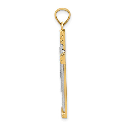 14K Bicolor Gold Diamantgeschliffener Kreuzanhänger