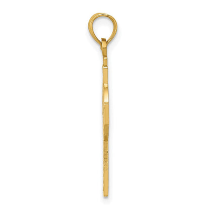 14K Gelbgold Wendbar God Is Liebe Keltisch Kreuz Anhänger