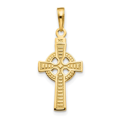 14K Gelbgold Wendbar God Is Liebe Keltisch Kreuz Anhänger