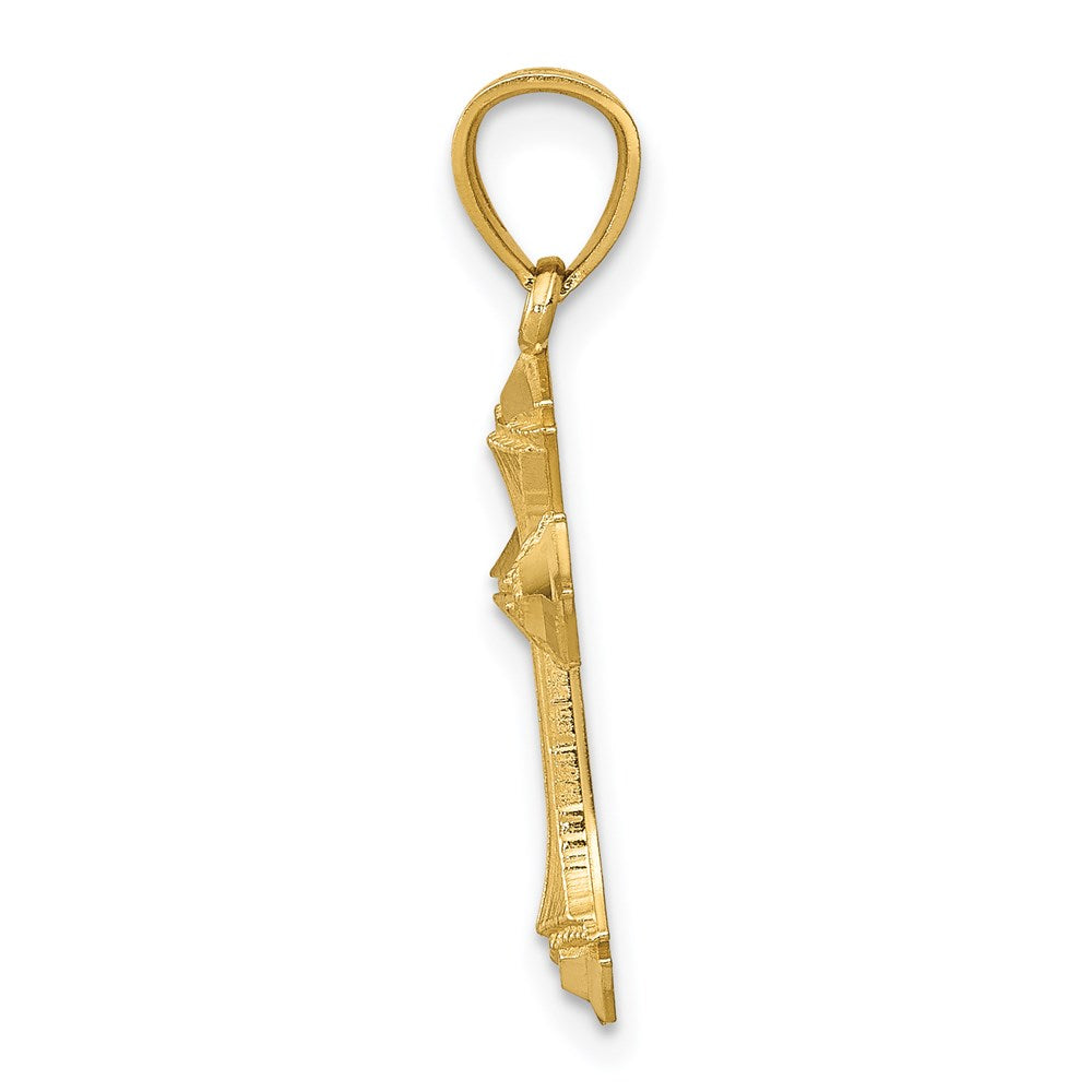 14K Gelbgold Diamantiert Passion Kreuz Charm