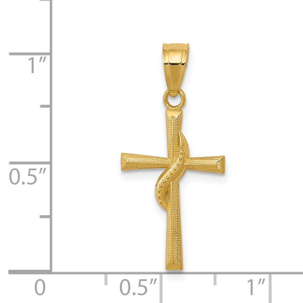 14K Gelbgold Poliert Kreuz Anhänger