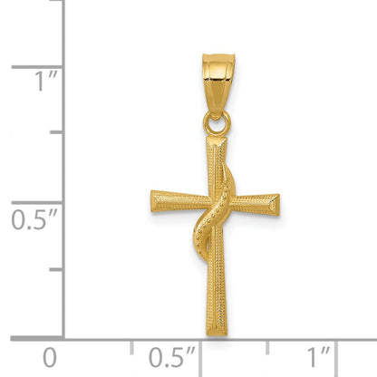 14K Gelbgold Poliert Kreuz Anhänger