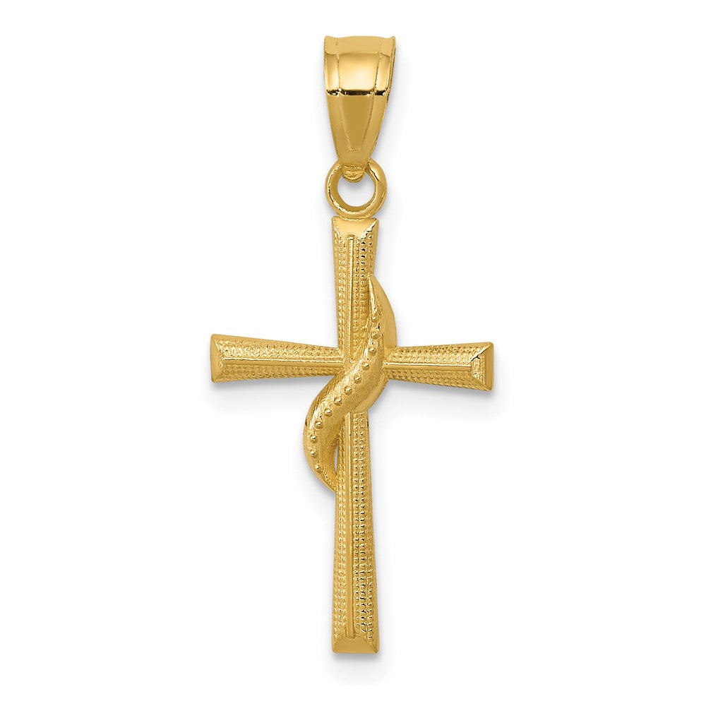 14K Gelbgold Poliert Kreuz Anhänger