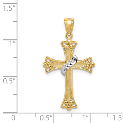 14K Gelbgold Kreuzanhänger mit Rhodinierung