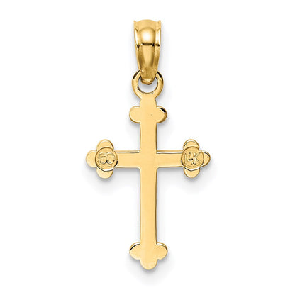 14K Gelbgold Knospend Kreuz Charm