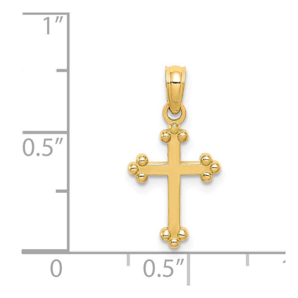 14K Gelbgold Knospend Kreuz Charm