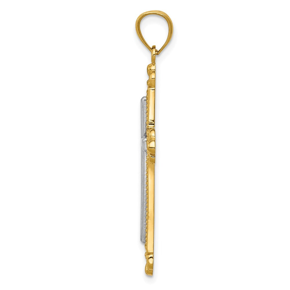 14K Bicolor-Gold Kreuz-Anhänger
