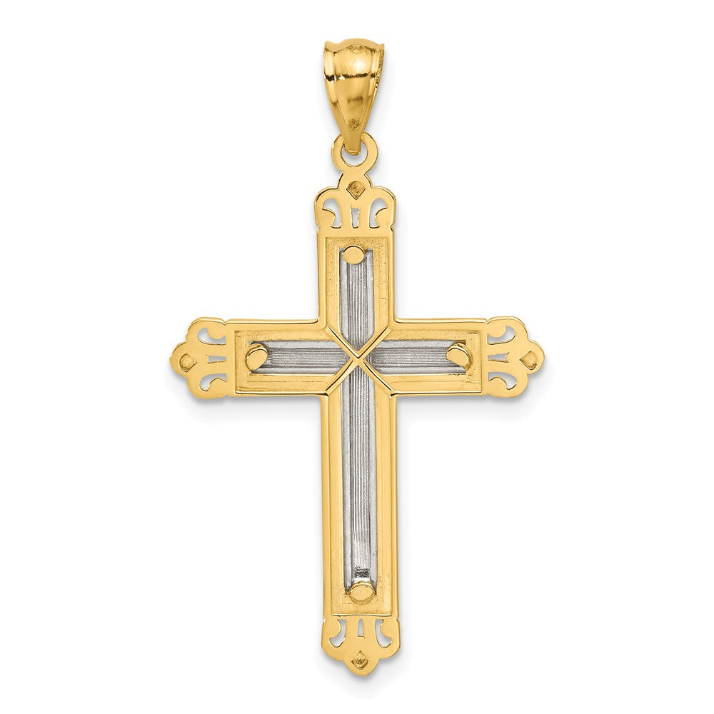 14K Bicolor-Gold Kreuz-Anhänger