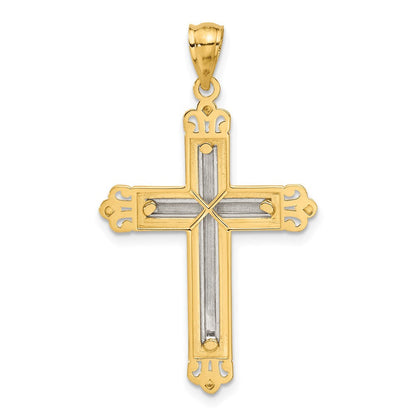 14K Bicolor-Gold Kreuz-Anhänger