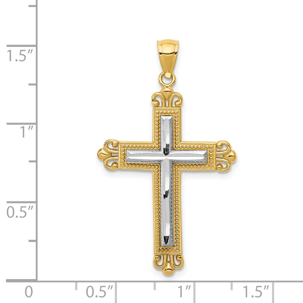 14K Bicolor-Gold Kreuz-Anhänger