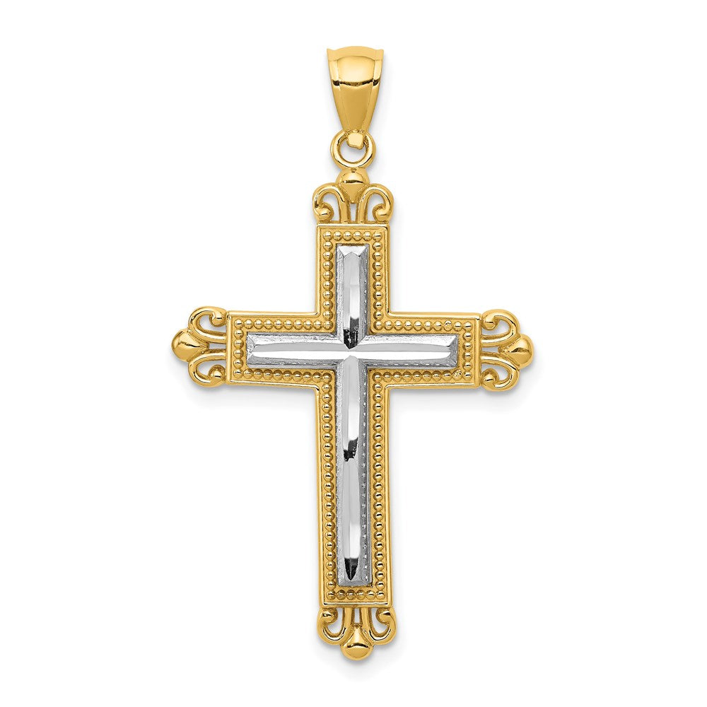 14K Bicolor-Gold Kreuz-Anhänger