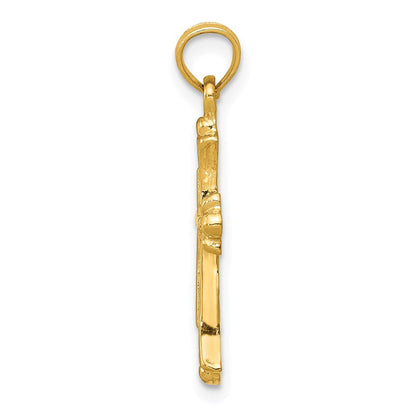 14K Gelbgold Kreuz-Charm mit Knospenenden