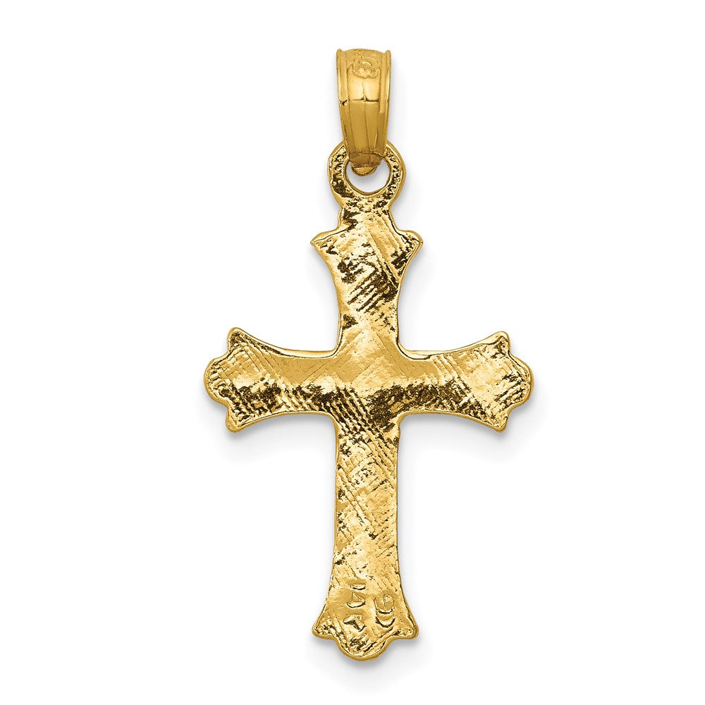 14K Gelbgold Kreuz-Charm mit Knospenenden