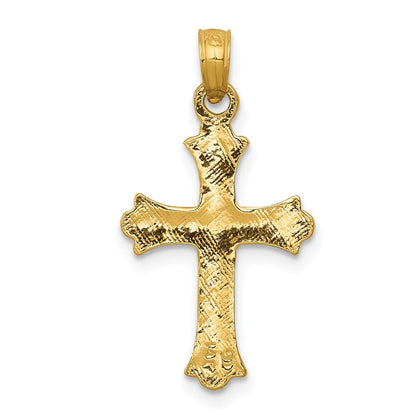 14K Gelbgold Kreuz-Charm mit Knospenenden