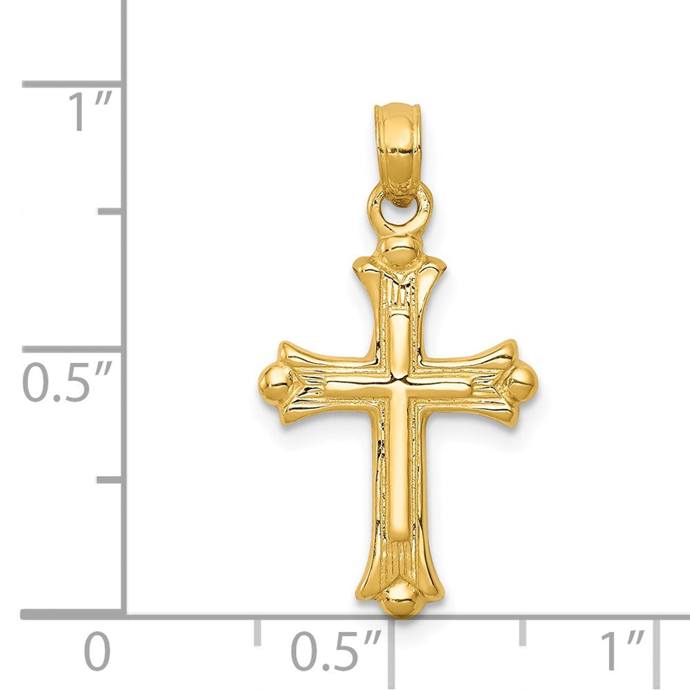 14K Gelbgold Kreuz-Charm mit Knospenenden