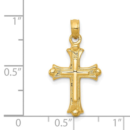 14K Gelbgold Kreuz-Charm mit Knospenenden