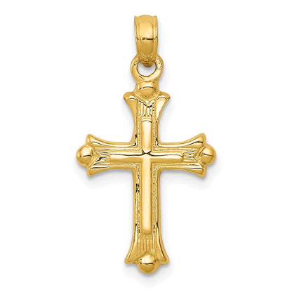 14K Gelbgold Kreuz-Charm mit Knospenenden