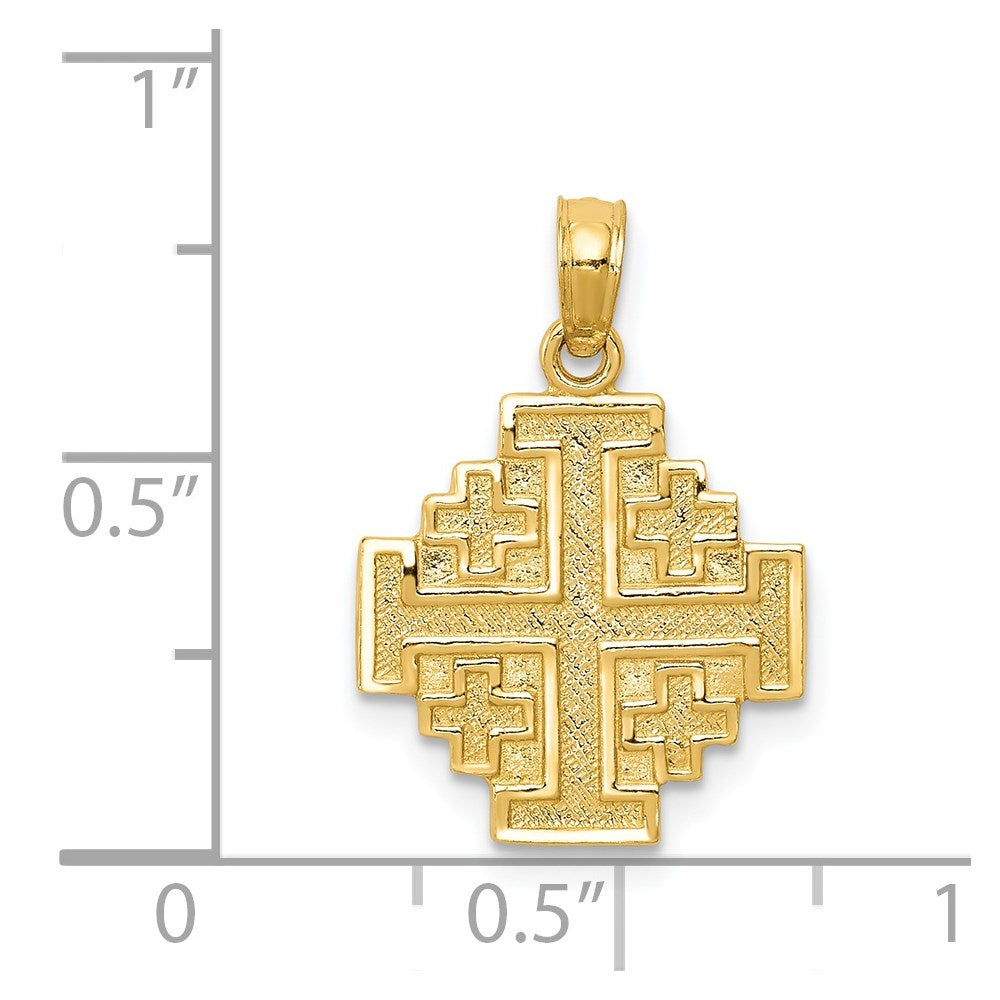 14K Gelbgold Jerusalem Kreuz Anhänger
