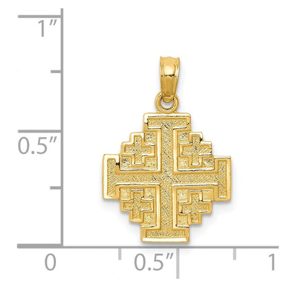 14K Gelbgold Jerusalem Kreuz Anhänger