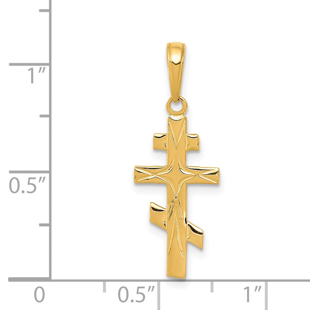 14K Gelbgold Eastern Orthodox Kreuz Anhänger